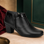 Botine dama negre din piele naturala box cu toc gros si fermoar lateral MV4NBOX